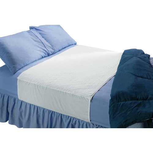 Saddle Style Absorbent Bed Pad with Tuck-in Sides (34 x 52 Inch) - Waterproof Washable 300x for Incontinence Tuckable Reusable Underpad Protection (Full, Queen) - Baby, Child, Adult - Sequoia Health