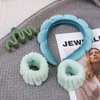 LOVNFC Spa Headband For Washing Face Green Set With 1 Makeup Headband & Hair Claw Clips & 2 Wrist Band for Women Make up Cute Fluffy Skincare Headband Valentine’s Day Gift Set for Girls