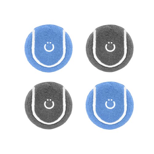 Ubbi Tennis Balls for Dogs, Interactive and Durable Fetch Toys for Medium Dog Breeds, Blue & Charcoal, 4 Pack