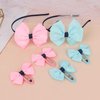 AMCAMI 2 PCS Pink and Blue Women Bow Headband for Girl and 4 PCS Bow Hair Clips for Women