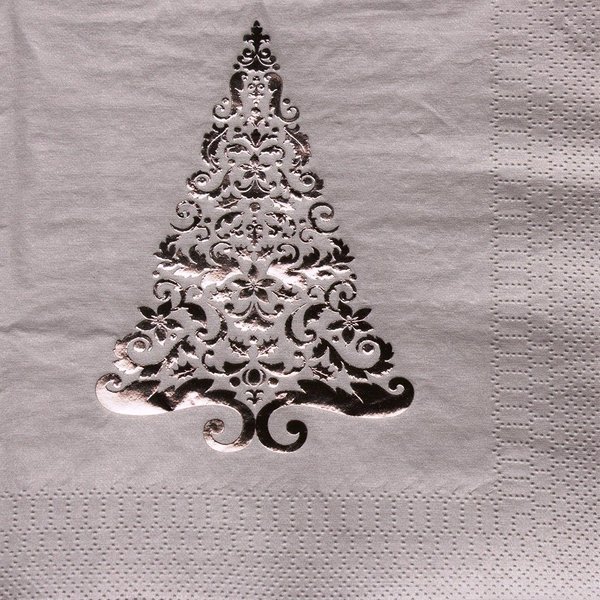 16-Count Glitz Foil Stamped Paper Beverage Napkins, Silver