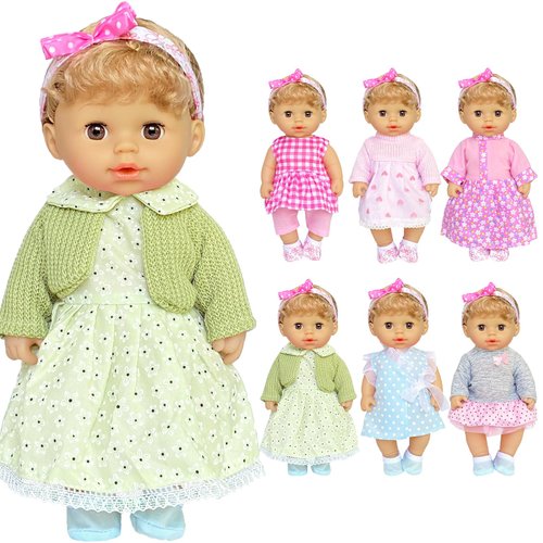JING SHOW BUSSINESS Baby Doll Clothes ,6 Sets Girl Doll Clothes Dress for 10-12 Inch Doll, Doll Outfits Accessories for Baby Doll Girl