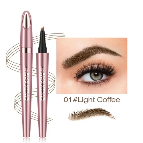 Generic Eyebrow Pencil,3D Microblading Eyebrow Tattoo Pencil 4 Fork Tip,Eye Makeup Long-Lasting Waterproof & Smudge-proof Natural Eyebrow Hair Eyebrow Pencil (3#light brown)