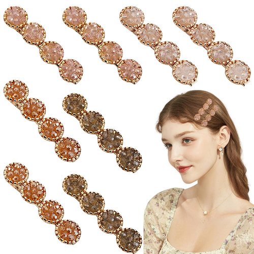 8 PCS Rhinestone Hair Clips Alligator Hair Clips Fancy Crystal Duckbill Hair Clips Rhinestone Duckbill Hairpins Round Hair Clips Bling Crystal Hairpins Hair Styling Accessories for Women Girls