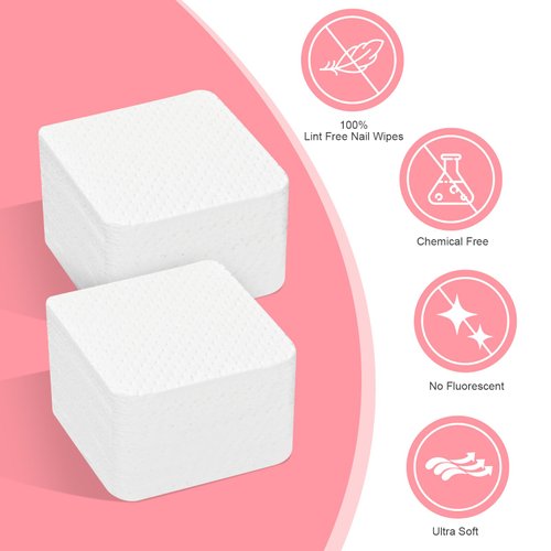 Nail Polish Remover, Lint Free Nail Wipes 540PCS Acetone Nail Polish Remover Wipes, Super Absorbent Soft Nail Wipes for Fingernail Polish Remover and Eyelash Extension Wipes(Dry Pads)