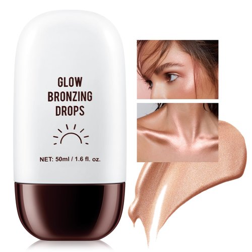 Boobeen Liquid Highlighter Makeup, Highlighter Bronzer Glow Illuminator for Face and Body Lightweight Blendable, Radiant Glow Bronzing, Shimmer Cream Lasting Glow Finish