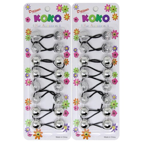 KOKO - Priemum 20 Pcs Bubble hair ties. Elastics Ties 18mm Ball Bubble Ponytail Holders. Colorful Elastic Accessories for Baby Kids Children Girls Women All Ages(NAVI) (SILVER GLITTER MIX)