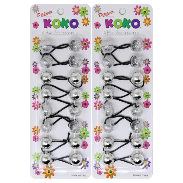 KOKO - Priemum 20 Pcs Bubble hair ties. Elastics Ties 18mm Ball Bubble Ponytail Holders. Colorful Elastic Accessories for Baby Kids Children Girls Women All Ages(NAVI) (SILVER GLITTER MIX)