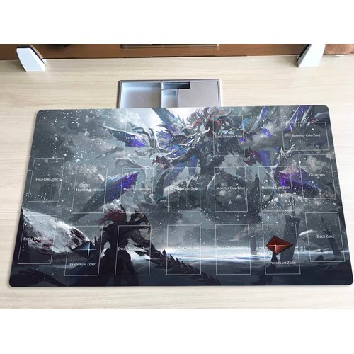 New Mlikemat Playmat Mirrorjade The Iceblade Dragon TCG CCG OCG Trading Card Game Mat with Zones + Free Bag (ZD039-893-A)