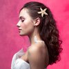 HINZIC 6PCS Starfish Hair Clips, Mermaid Sea Star Ponytail Holder Gold Silver Glitter Bangs Side Barrettes Hair Accessories for Women Halloween Christmas Beach Wedding Birthday