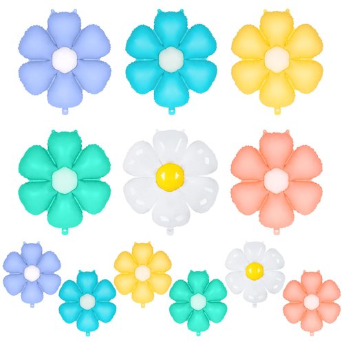 12 Pcs Colorful Daisy Balloons,Daisy Birthday Party Decoration,Daisy Foil Balloons Flower Balloons for Girls Daisy Themed Party Baby Shower Wedding Groovy Boho Supplies (Multicolor)