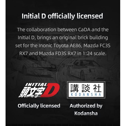 CaDA Initial D Toyota AE86 Car Building Sets, Genuine Authorized AE86 Trueno Replica Car Toy Building Blocks 280Pcs, Christmas Birthday Gifts for Fans and Kids Age 8+
