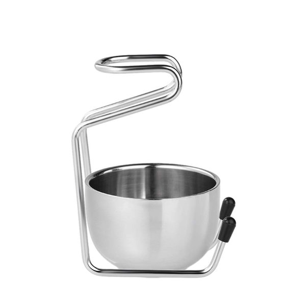 NARAMAX 2 in 1 Shave Cup with Stand Holder Set Shaving Bowl with Stainless Steel Shaving Stand Brush Holder Set Razor Brush Bowl Grooming Tool for Men Beard Cleaning