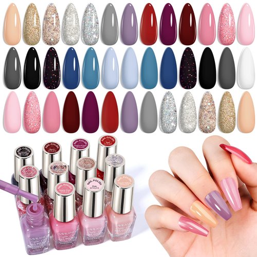 SAVILAND Quick Dry Nail Polish 20pcs: Fall Classic Colors Regular Nail Polish Kit Glitter Solid Color Fingernail Tonenail Nail Art Polish Non Gel with Base Glossy Matte Top Polish Manicure Art Home