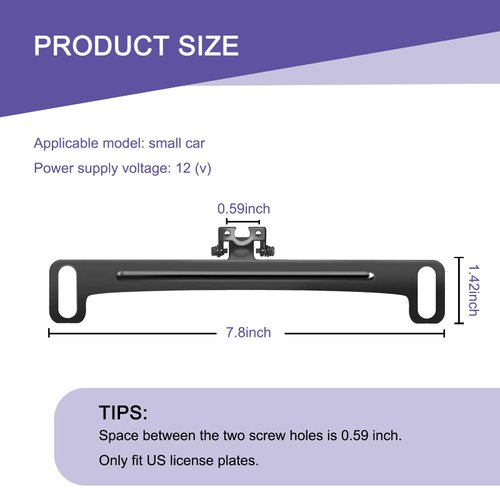 Flygun Pack-1 Car Rear View Camera Bracket, Metal Dash Cam Mount Kit, Waterproof License Plate Mount, Back Up Camera Installation Tool, Automotive Parts, Universal for Most Cars (Black)