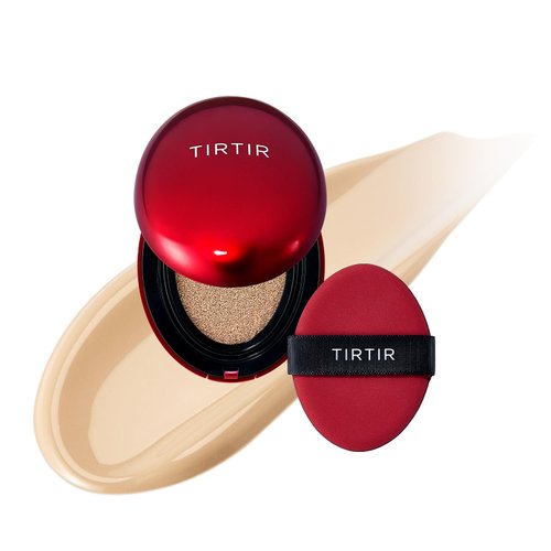 [*Mini Size*] TIRTIR Mask Fit Red Cushion Foundation | Full coverage, Weighless, Skin fit, Satin Glow Finish, Korean cushion foundation (#21W Natural Ivory, 0.15 Fl Oz)