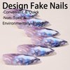 Medium Almond Press on Nails Purple Gradient Fake Nails with Rhinestones Diamond Design Almond Shaped Glossy Acrylic Nails Full Cover Acrylic Nails Glue on Nails for Women and Girls 24Pcs