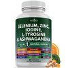 Selenium, Zinc, Iodine, L Tyrosine, Ashwagandha - Thyroid Support Supplement for Women and Men with Bladderwrack, Turmeric, Silica Kelp, Schisandra - 60 Count
