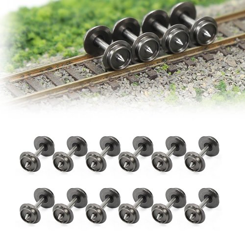 N Scale Metal Wheel Sets 6 Pairs / 12 Pairs 6.85mm/ 0.27inch DC Wheels Metal Axle for Model Trains Trucks HP09150 (12)