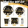 Vesici 120 Pcs Happy Birthday Party Supplies Disposable Party Tableware Serves 24 Included 7 Inch 9 Inch Plates Napkins Cups Forks for Men Woman 50th Birthday Party Decorations (Black and Gold)