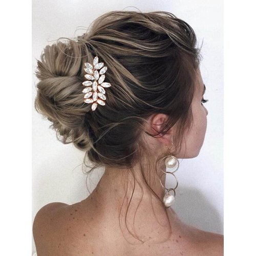 Catery Crystal Bridal Hair Comb Rose Gold Wedding Hair Piece Rhinestone Bride Hair Accessories for Women and Girls