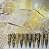 NAIL ANGEL 26Sheets Nail Art Adhesive Sticker Sheets Different Gold Color Luxury Shapes Sticker Nail Art Deco 10300