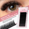 NATUHANA Round Eyelash Extensions 0.05mm B Curl Russian Classic Lash 8-15mm Mixed Tray False Lashes Supplies,Classic Individual Lash Extensions 16Rows/Case Matte Black (black;0.05 B, 8-15 MIX)