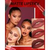 3 Pcs Matte Lipstick for Women Set, Rose Cherry Dark Red Brown Red Nude Matte Lipstick Long-Lasting Lip Makeup,Waterproof Smudge Proof Velvet Lip Gloss 24 Hours Lip Stick Lip Color Gift for Girl-Set B