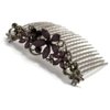 Medium Decorative Hair Comb Rhinestone Crystal Frosted Flowers Bridal Hair Comb, Black