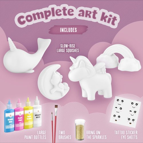 DOODLE HOG Unicorn Gifts for Girls | Arts and Crafts for Girls Ages 6-8-12 | Paint Your Own Squishies | Unicorn Toys Squishy Painting Kit | Arts & Crafts Tween Girls Gifts for 6-12 Years Old