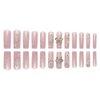 24 Pcs Pink Press on Nails Long Coffin Square - SHANRUN 3D Butterfly Glitter French Ballerina Fake Nails Press ons Nail Tips Full Cover Acrylic False Nail Art with Nail File Stick Jelly Glue on Nails