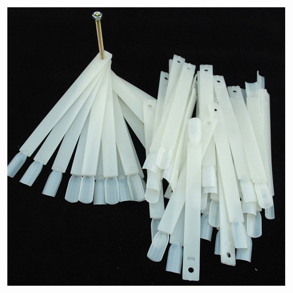 Generic 50 Pcs Natural Fan-shaped False Fake Nail Art Tips Sticks Polish Gel Salon Display Chart Practice Tool