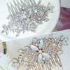Wedding Bride Hair Comb Crystal Rhinestone Headpiece Pearl Bridal Hairpieces Sparkly Flower Bridesmaid Hair Combs Side Combs Hair Accessories for Women (Silver)