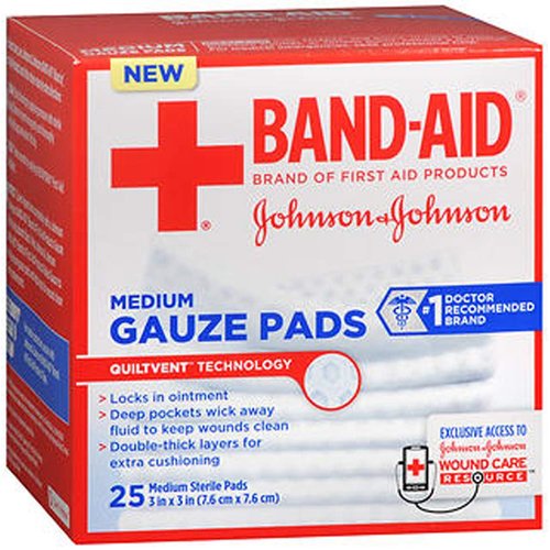 Johnson & Johnson Red Cross Hospital Grade Gauze Pads 3"x3" - 25 ct