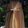 HINZIC 2Pcs Sparkly Rhinestone Hair Clips, Silver Pearl Barrettes Crystal French Hair Pins Wedding Prom Engagement Dressy Decorative Accessories for Women Girls Bride
