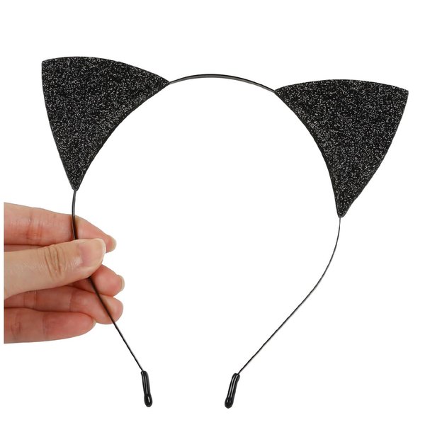 Cat Ears Headband for Women Cute Black Cat Ears Adult Glitter Kitten Hair Bands Halloween Cat Costume Party Cosplay Daily Hair Accessories