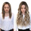 LaaVoo Balayage Clip in Hair Extensions Brown to Blonde Ombre Remy Hair Extensions Clip in Human Hair Long Straight Real Hair Extensions 22 inch 5pcs/80g