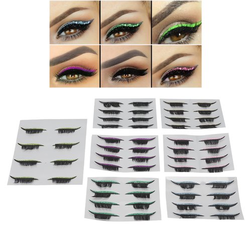 28 Pairs of False Eyelashes, 7 colors Reusable Eyelash Stickers Makeup Sticker Waterproof Eye Lin...