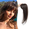 PANEWAY Bangs Hair Clip in Bangs Clip Fake Bangs with Topper 360°Cover Clip in Bangs for Women Brown Air Bangs Hairpieces for Women Curved Bangs for Daily Wear