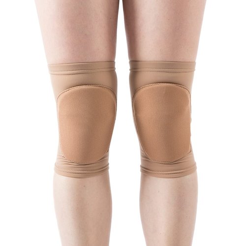 DANCEYOU Dance Knee Pads Hard Sponge Volleyball Knee Brace for Big Kid Teen Adults Football Pole Dancer Workout Knee Protector, Tan, M