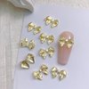 30Pcs Gold Bow Nail Charms Cute 3D Bow Alloy Nail Art Charms Kawaii Long Ribbon Bowknot Nail Designs Accessories Y2K Gold Big Bow Nail Decoration Supplies for Women Girls Nail Art