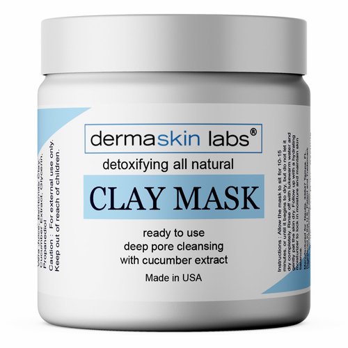 Dermaskin Labs All Natural Clay Mask for Face with Cucumber Extract Mud Mask Ready to Use Purifying Deep Pore Minimizer Facial Skin Cleansing Reduces Pores
