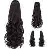 HSPCYGG Brown Clip Ponytail Synthetic Fake Pony Tails 22" 5.3 OZ Wavy Black Hair Extensions Hairpieces Women Wig Natural Yaki Fluffy¬ Tangled