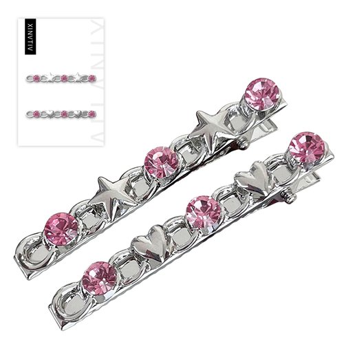 XINVTIV Rhinestone Metal Hair Clips,Hair Snap Clips for Women,No bend Hair Clips,Fashion Girls Hair Accessories,2 Count Fashion Styling Accessories for Women Girls