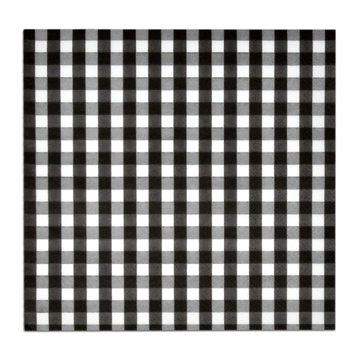 100 Count Black & White Gingham Cocktail Napkins Disposable Paper Checkered Plaid Beverage Dessert Napkin for Summer Picnic Barbecue Birthday Party