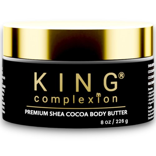 KING Complexion Shea Cocoa Premium Body Butter - Organic - Coconut Oil - Black Skincare - Body Moisturizer - Ultra Hydration - Massage Butter - Light Cocoa Smell - Gives Skin It's Natural Glow (8 Oz)
