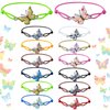 Hicarer 36 Pcs Butterfly Bracelets Party Favors Friendship Bracelets Colorful Adjustable Woven Bracelets for Women Girls Kids Butterfly Fairy Party Favors Christmas Birthday Gifts