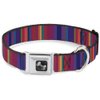 Buckle-Down Seatbelt Buckle Dog Collar - Lines Reds/Purples - 1" Wide - Fits 9-15" Neck - Small