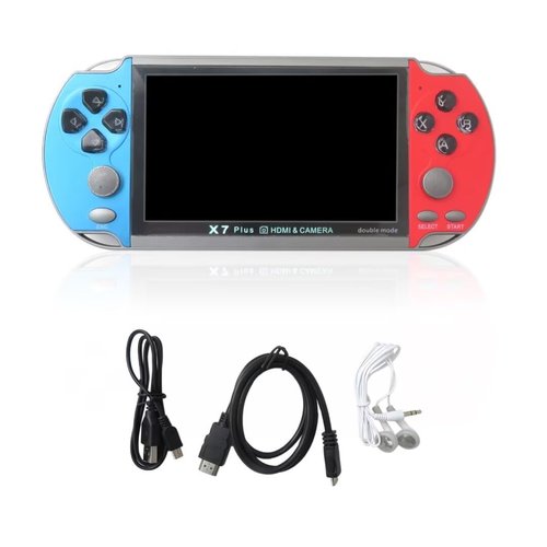 Upgraded Handheld Game Console, 5.1 inch Portable Video Game Built in 10000 Retro Games with 8GB Memory, Full Color high-Speed Crisp TFT Widescreen HD Video Player TV Output Good Gift(Blue&Red)