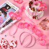 Jexine 12 Pieces Tinsel Wrapped Ponytails Headbands Headwear Feathers Head Bopper for Women Girls Hair Costume Accessories(Pink)